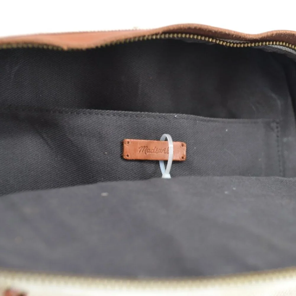 Madewell The Charleston Backpack in Beige Vintage Canvas Italian Leather Trim